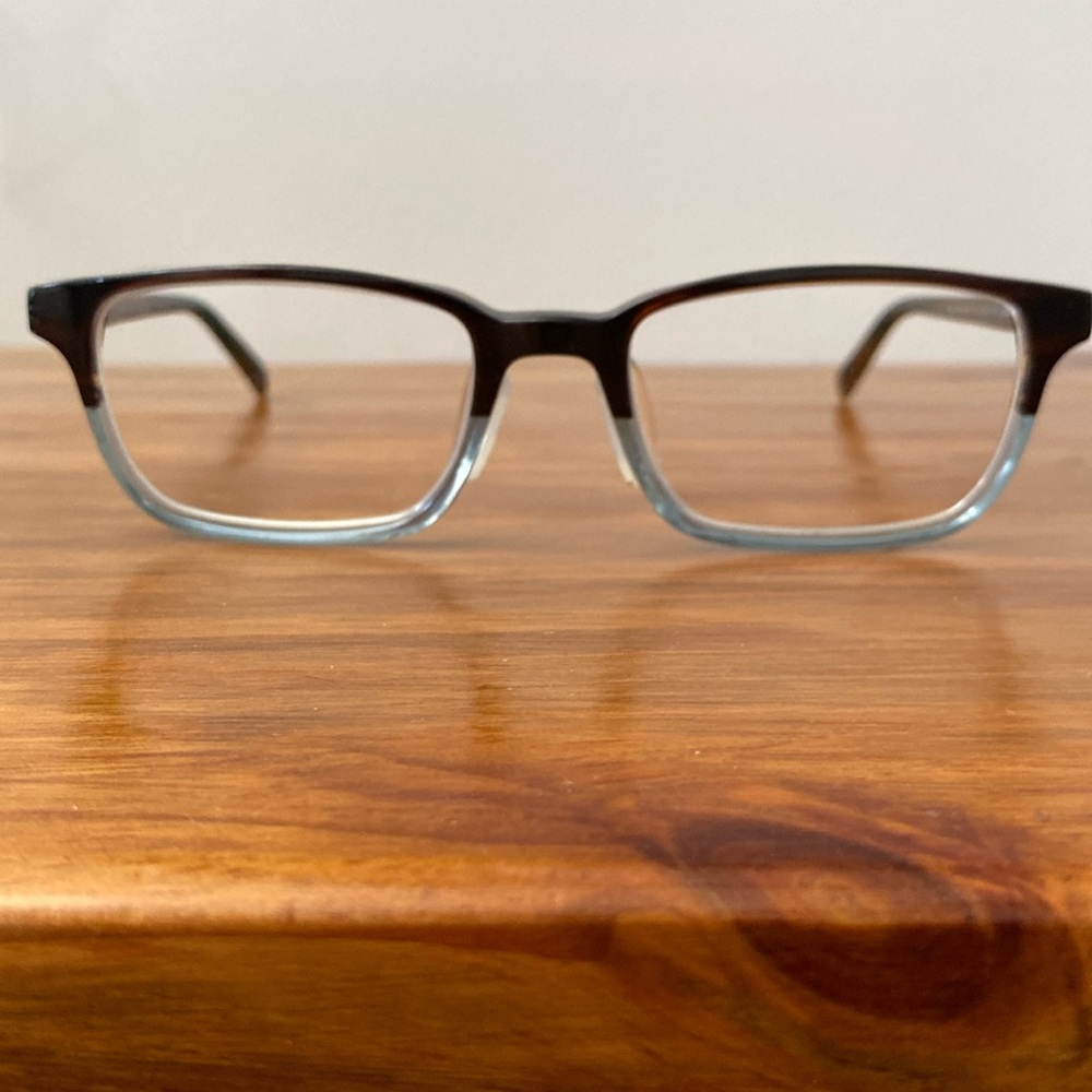 Warby Parker Wilkie 50-18-145 small rectangle frame eyeglasses, tortoise/blue
